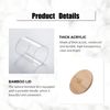 INCETUE 3PCS Cotton Pad Holder with Bamboo Lid for Bathroom Storage, Acrylic Cotton Swab Dispenser, Clear Round Cotton Wool Bud Jar for Vanity, Small Qtip Container, Makeup Organiser Set