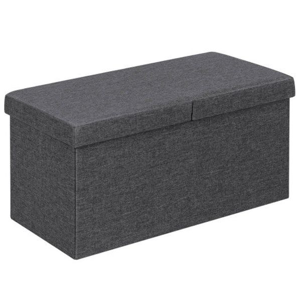 30 Inch Folding Storage Ottoman with Lift Top-Dark Gray