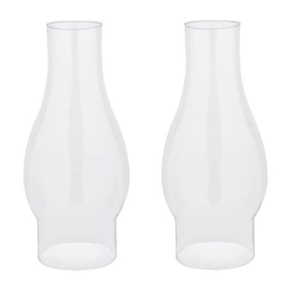 Ciata Oil Lamp, Glass, Victorian Hurricane Chimney Lamp Globe Replacement, 8-1/2 Inch Handblown Clear Glass Chimney Lamp Shade with 3 Inch Fitter and 4 Inch Bulge - 2 Pack