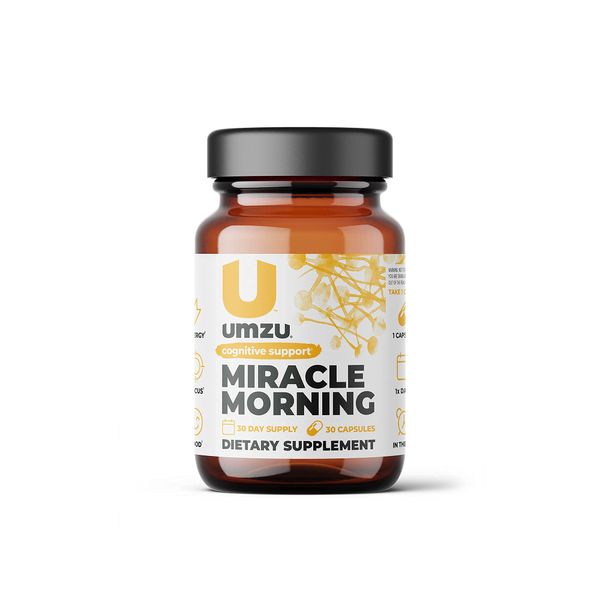 UMZU Miracle Morning - Natural Energy Supplement - Support Focus, Productivity & Cognitive Performance, Caffeine & Teacrine, Boost Energy, Mood, & Cognitive Performance - (30 Day Supply 30 Capsules)