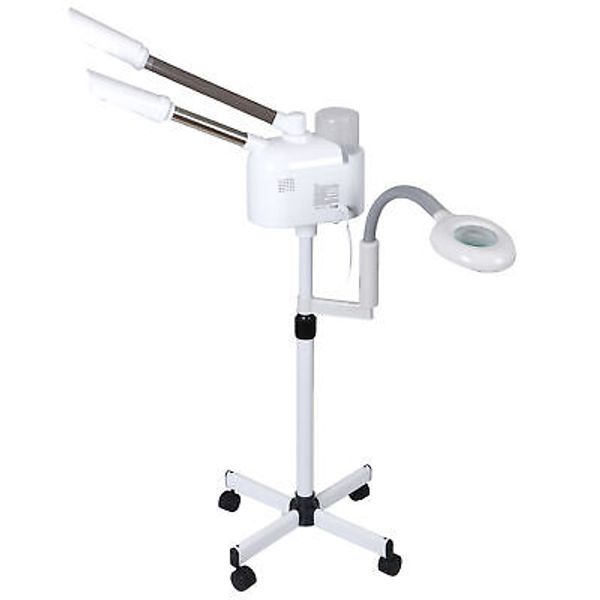 5X LED Magnifying Lamp 3 in 1 Facial Steamer for Beauty Face Equipment Rolling