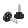 sourcing map M6 x 15mm Metric Male Thread Knurled Clamping Knobs Grip Thumb Screw on Type Plastic Threaded Hand Bolt Knobs Black 12 Pcs