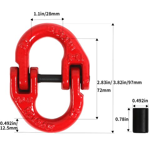 QFhuahang 3/8 Inch Coupling Link, Grade 80 Alloy Steel Hammer Lock Chain Connector Hammerlock Connecting Link, 7100 Lbs Working Load Limit, Red 2 Pack