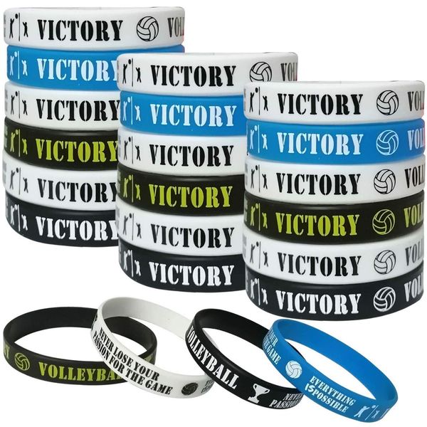 CupaPlay 24 PCS Volleyball Motivational Rubber Bracelets - Sports/Volleyball Party Favors Supplies Decorations Gifts Prize Silicone Wristbands