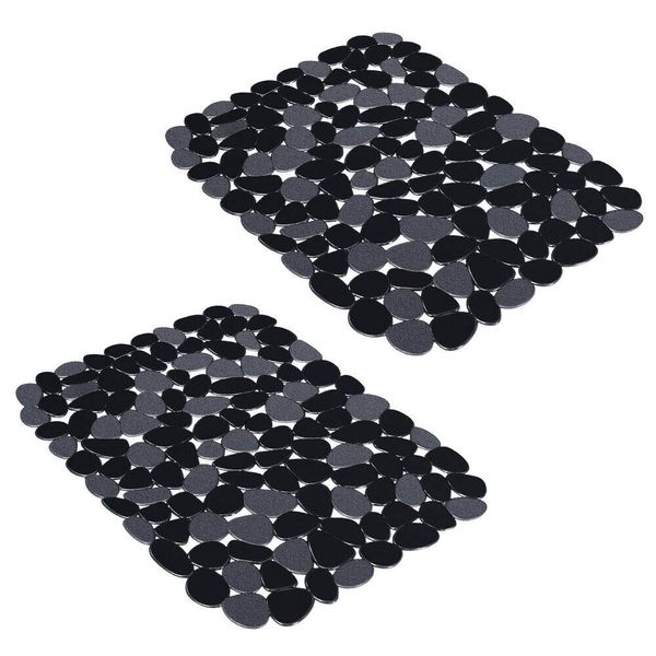 Yolife Pebble Sink Mats for Stainless Steel Sink, PVC Sink Saddle Protectors Kitchen Sink Mat for Porcelain Sink, Dishes and Glassware (Black,2 Pack)