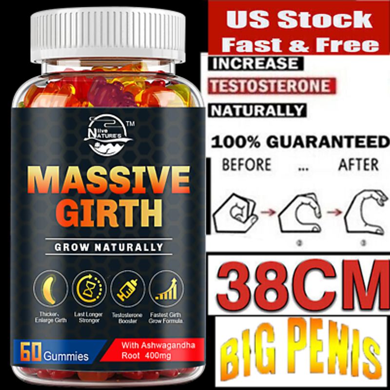 ✅ XXXL Plus Size Male ENLARGER Longer Bigger Wider Man Natural Growth 60 Gummies