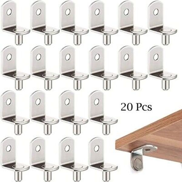 20x Shelf Bracket L-Pegs Closet Cabinet Metal Support Push Pin Showcase Wood