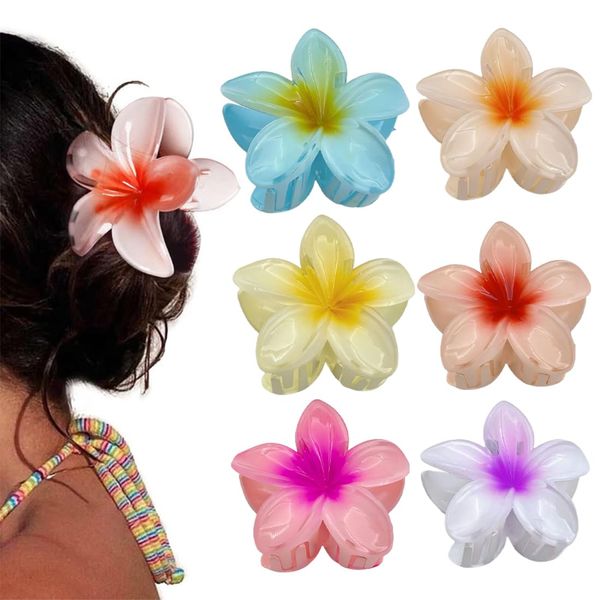 JOCXZI Blumen Haarspangen - 6 Pcs Plumeria Flower Hair Claw Clips - niedliche Acryl-Haarklammern für Frauen, große Haarklammer für Dickes Haar, starker Halt, Haarspange für Frauen, Mädchen, Geschenke