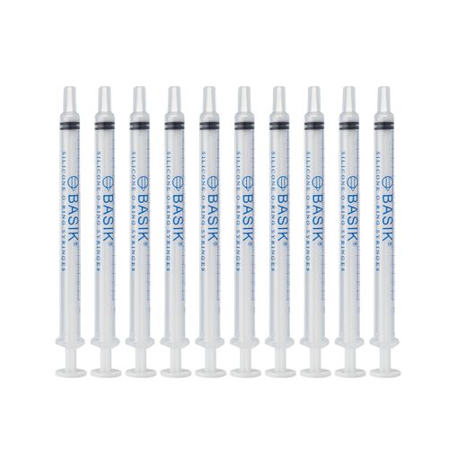 BASIK Silicone O Ring 1cc Feeding Syringe 10/Pack Caps Included Individually Wrapped For Hand Feeding Small Animals And Measurements