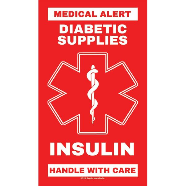 Insulin - Diabetic Supplies Medical Alert Equipment Luggage Tag - Handle with Care, DOT and ACAA regulations (MELT-119) Quantity (2)