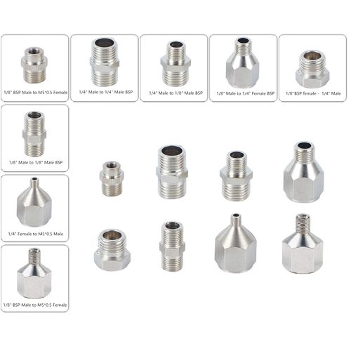 ROSEMARY 8 Pieces Airbrush Flexible Adapter Fitting Connector Set for Compressor and Airbrush Hose