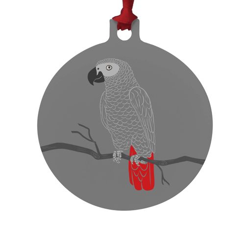 GRAPHICS & MORE African Grey Parrot Bird Pet Aluminum Holiday Christmas Tree Ornament - 3.0" (7.6 cm) x 3.37" (8.6 cm)
