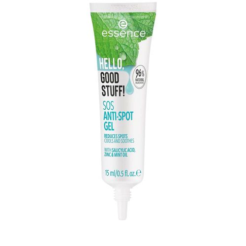 essence HELLO, GOOD STUFF! SOS ANTI-SPOT GEL, Face Roller, Transparent, for Blemished Skin, Express Result, Nourishing, Vegan, Microplastic Particles Free, Nanoparticles Free (15 ml)