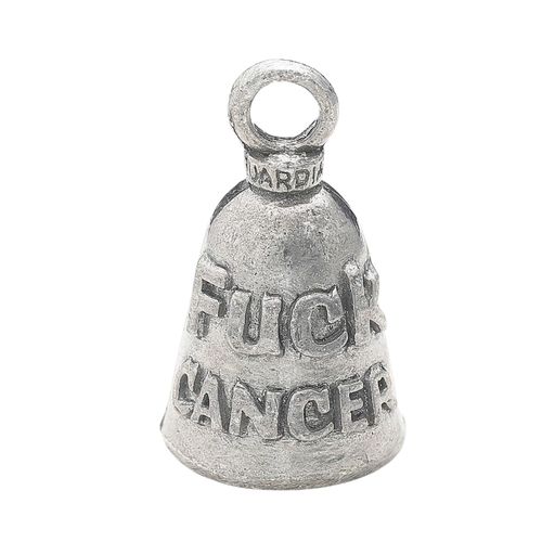 Guardian Bell F_ck Cancer Blue Good Luck Bell w/Keyring & Black Velvet Gift Bag | Motorcycle Bell | Lead-Free Pewter | Good Luck Gift to Friends & Family | Bike Bell | Made in USA