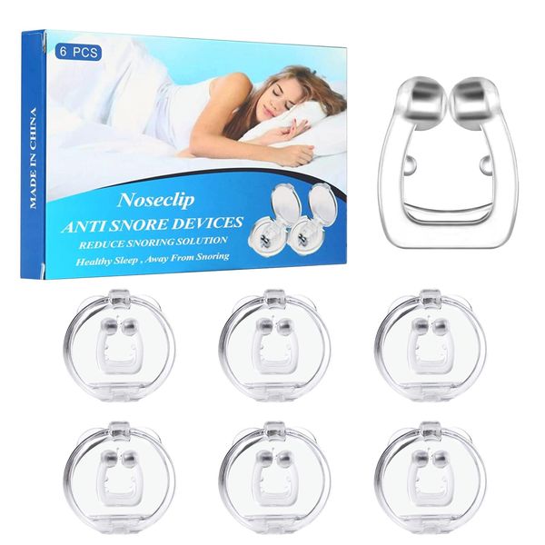 6Pcs Anti Snoring Devices, Snoring Aids for Men, Silicone Snore Stopper, Snoring Solutions Sleep Apnea Devices, Magnetic Nasal Dilators Anti Snore Nose Clip