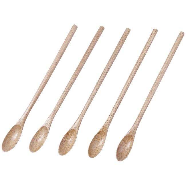 kicoriya Set of 5 Wooden Stirers Long Spoons 7.9 inches (20 cm)