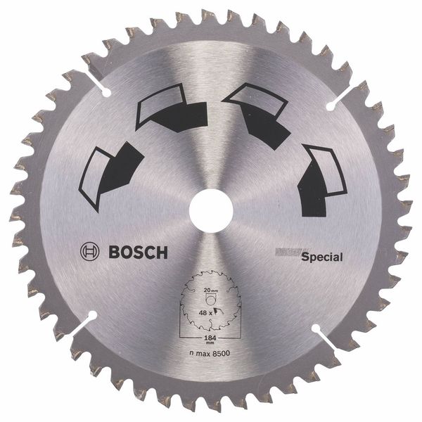 Bosch 1x Circular Saw Blade Special (for Wood, Non-Ferrous Metals, Plastic, Ø 184 x 2.5/1.8 x 20/16 mm, 48 Teeth, FT, with 1x Reduction ring 16 mm, Accessories for Circular Saws)