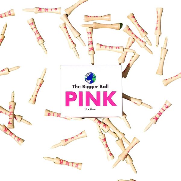 The Bigger Ball PINK (59mm) Bamboo Castle Golf Tees | 80pcs