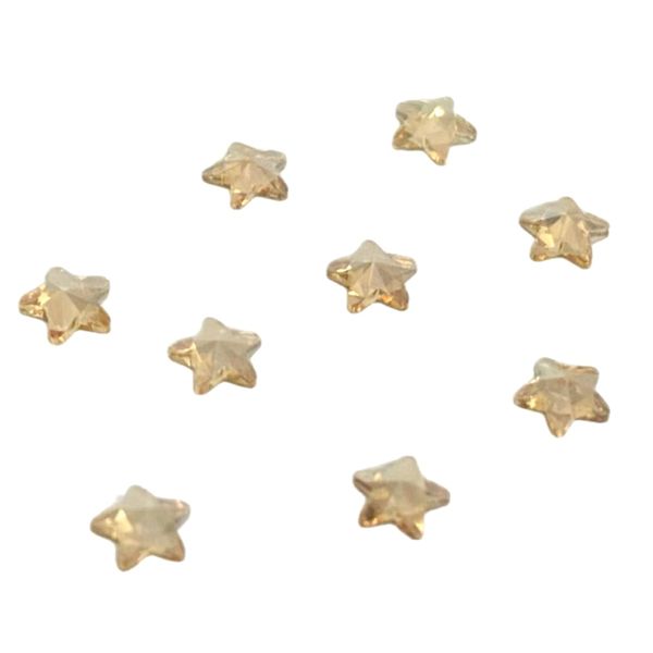 Pack of 20 Crystal Shapes Body Gems, EIMASS® 8830 Tiny Cut Glass Crystals, 3D Flat Back Shapes nail art (Light Gold Star, 5mm)