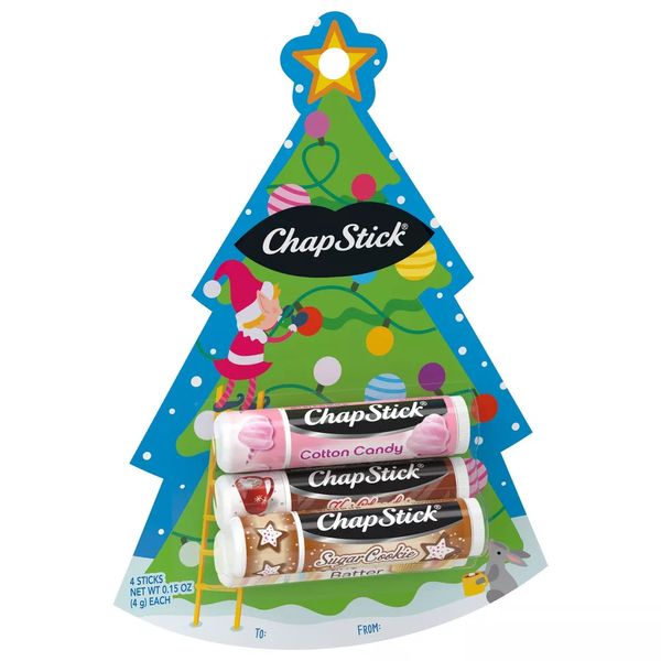 Chapstick Sugar Cookie, Cotton Candy, Hot Chocolate and Cake Batter 4pk Holiday