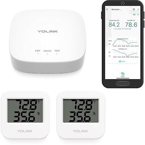 Smart Wireless Temperature & Humidity Sensors for Fridge & Pet Monitoring - 2...