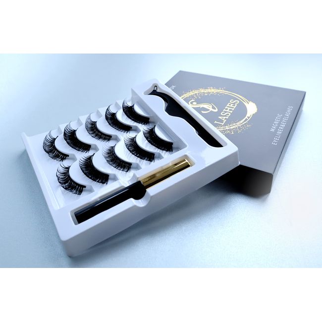 Magnetic Eyelashes Russian Volume Extension Look Strip Eyelashes 5Pairs 3D Magnetic Eyeliner and Lashes Kit !