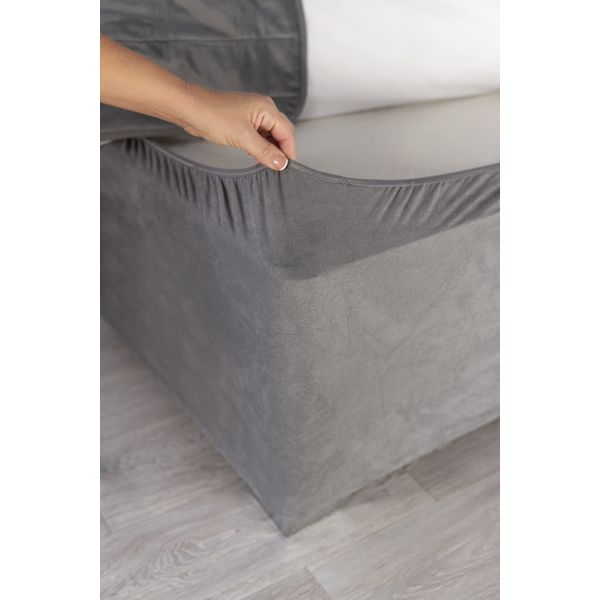 Belledorm 19" Extra Deep Base Wrap Valance Sheet - Transforms a drab looking bed base divan - Luxury Faux Suede (Charcoal, Double)