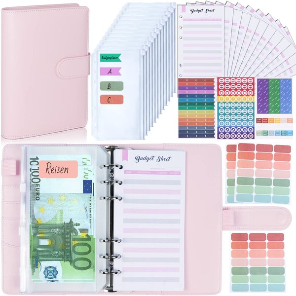 Budget Planner Deutsch Budget Binder - Budget Planer Haushaltsbuch mit Geldfächer, Beginner Budget Binder Deutsch, Bugetplaner Deutsch Startset Organizer Buch für Geld Sparen Money Spar Challenge