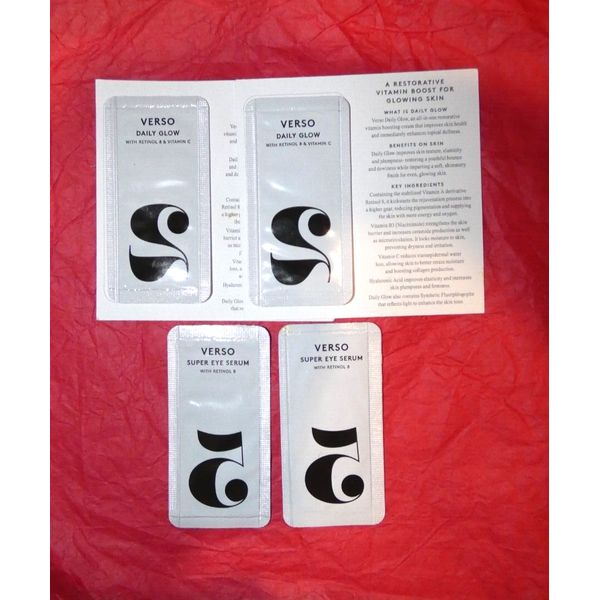 NEW 4 VERSO #2 Daily Glow + #5 Super Eye Serum w/ Retinol 8 Samples