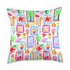 Tropical Fruit Patchwork Collage European Summer Coquette Throw Pillow