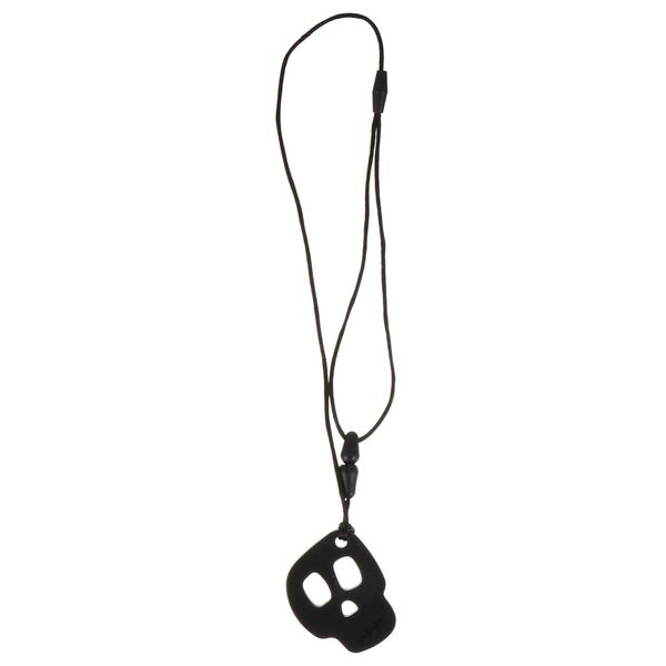 TOYANDONA Sensory Chew Necklace Skull Shaped Chewing Necklace Baby Teether Silicone Teething Biting Pendant Oral Autism Chew Toys Black