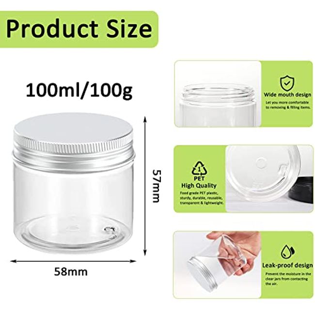6 Pack Plastic Pot Jars Round Clear Leak Proof Plastic Cosmetic Container  Jars with Lid for