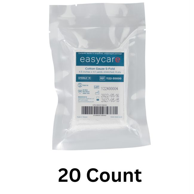 Easycare Vacuum Sealed Compressed Sterile Medical S/Z-Fold Gauze 4.5"x 4yds, x20