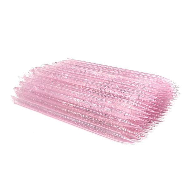 Medsuo 100pcs Disposable Nail Sticks Double-End Multi Functional Cuticle Pusher Remover Nail Art Manicure Pedicure Tool for Cleaning Crafting, Applying Nail Strips Waxing Scraping Paint (Pink)