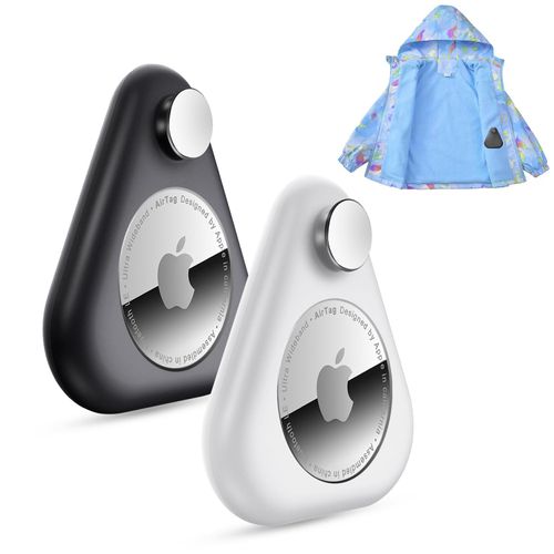 Airtag Holder for Kids Hidden 2 Pack GPS Tracker Case,anti-removal Airtag silicone case with Safety Pins,Suitable for Children,Elderly,Clothing,Backpack,Luggage (White, Black)