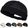 Initlove Docker Hat for Mens Mesh Beanie Cap Breathable Brimless Sailor Hat Black