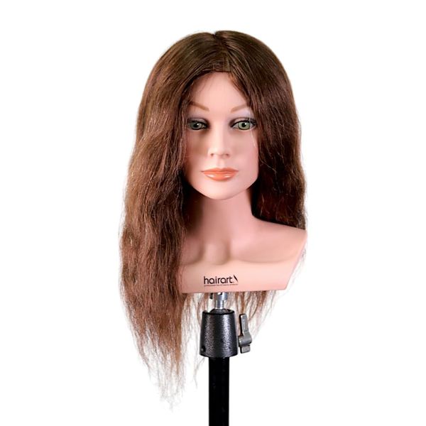 16 Inch Brown 100% Human Hair Mannequin Head with Shoulders for Hair Training