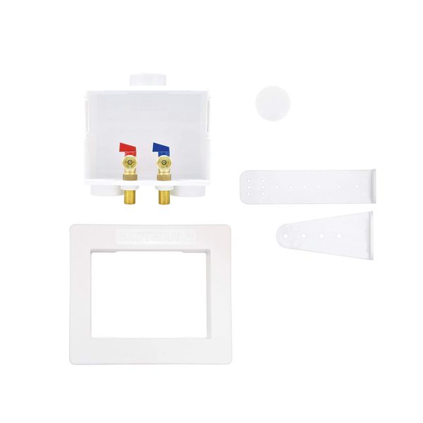 Eastman 1/2 Inch Sweat Connection x 3/4 Inch MHT Washing Machine Outlet Box, Push to Connect Brass Plumbing Fittings, Double Drain, 60243