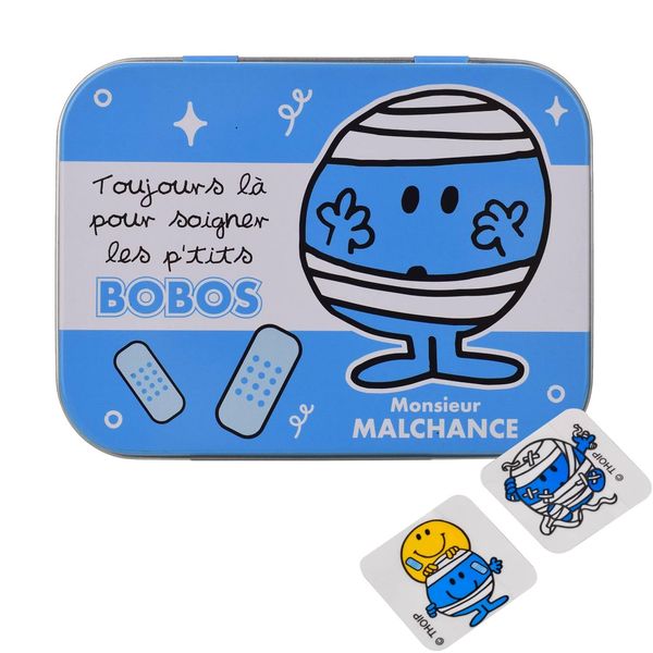 Mr Men Bump Tattoo Effect Plasters in Metal Tin Box, One Size with Cute Mr Men Bump Design, Easy Removal & Skin-Friendly, Breathable Adhesive, 24 Plasters