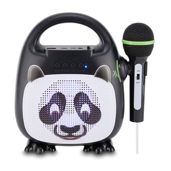 Singimals Kids Karaoke Speaker with Microphone - Unleash Your Child's Inner Superstar, Bluetooth v5.1, 12H Playtime, 5W Speaker, Multicolor LED Lighting, Bam Bam The Panda