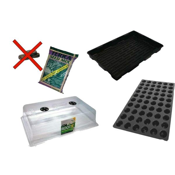 ROOT!T Root it 60 Propagation Insert Tray Lid Starter Plugs Seeds Cuttings Base (All three tray, lid & insert - 25L terra seed mix)