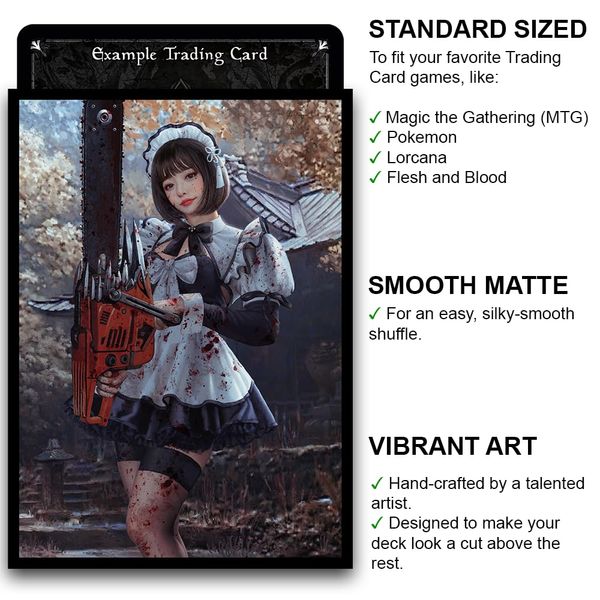 Fantasy North - Akako - Chainsaw Maid - 100 Smooth Matte TCG Trading Card Sleeves - Anime - Fits Magic MTG Commander Pokemon and Other Card Games - Playing Card Sleeves