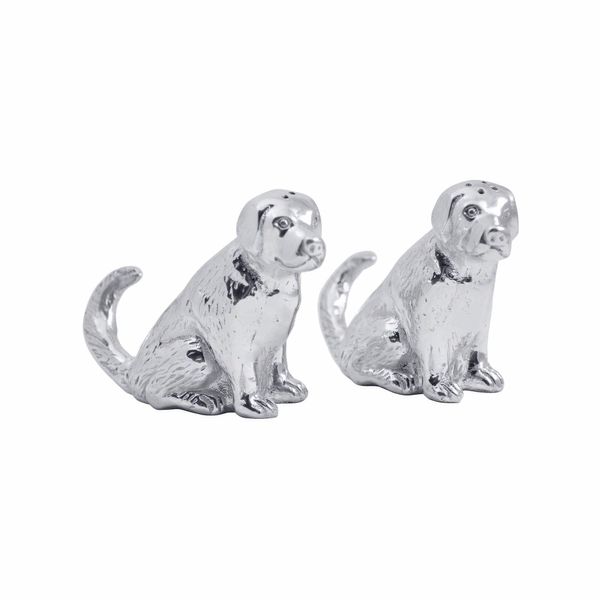 Mariposa Labrador Salt and Pepper Set, Silver