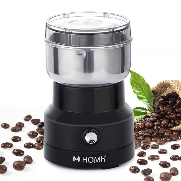 HOMh Electric Coffee Grinder, 150W Fast Grinding with Stainless Steel Blades, 70g Coffee Beans Mill for Dried Spice, Pepper, Grain, Nuts, Herbs