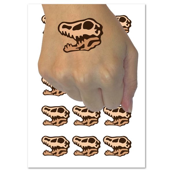 Velociraptor Skull Dinosaur Fossil Bone Temporary Tattoo Water Resistant Fake Body Art Set Collection - 54 1" Tattoos (1 Sheet)