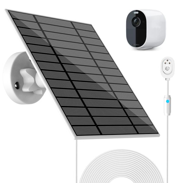 6-W-Solarpanel kompatibel mit Arlo Pro 3/Pro 5S/Ultra/Ultra 2, Solarstrom-Ladegerät für Arlo-Kamera mit Kontrollleuchte, 13 Fuß Kabel, wetterfestes IP66-Solarpanel