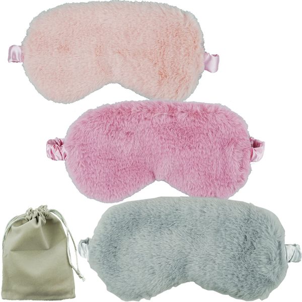 3pcs Super Cute Sleep Eye Mask,Eye Mask for Sleeping, Silk Eye Mask for Sleeping Blindfold for Sleeping with 4 Colors(Pink/Purple/Grey/Burgundy)