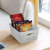 Bblina 6-Pack Small White Plastic Weave Rattan Storage Basket Box