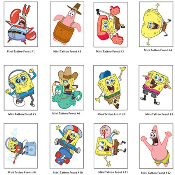 Sponge Bob Tattoos 250 pieces in 1" 1.1 inch acorn Capsules Vending Machine Toys