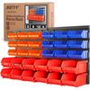 30-Bin Wall-Mounted Storage Rack System - Heavy-Duty Garage Tool Organizer for S